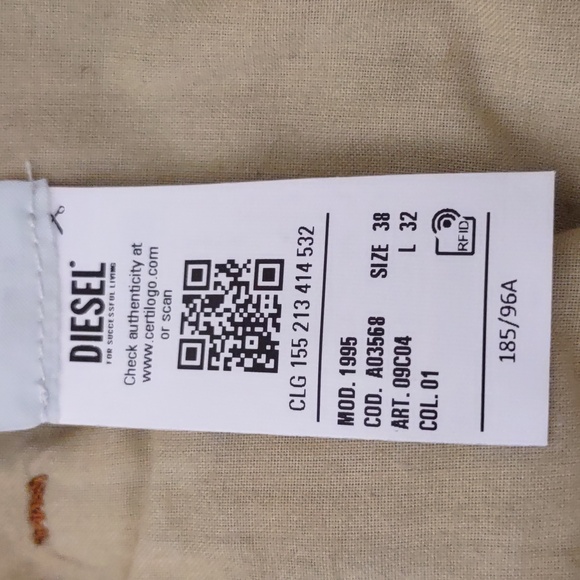NWT Diesel Size 38 Slim Fit Mid Waist Straight Leg Button Fly 1995 Jeans 09C04 - Picture 4 of 16